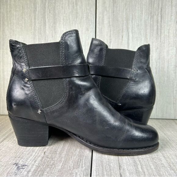 Rag & Bone Durham Black Leather Ankle Bootie Moto Heeled Boots Women’s Size 6 36 - Picture 4 of 10